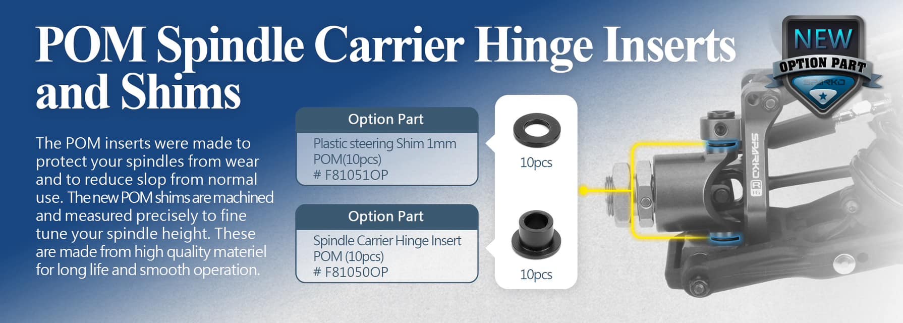 SPKF81050OP Sparko F8 pindle Carrier Hinge Insert POM (10)